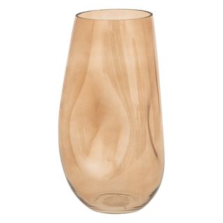 Vase Forme Moderne En Verre Beige H 33 Cm