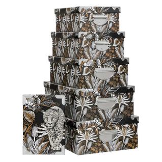Lot De 6 Boîtes Déco "panthères" 48cm Multicolore
