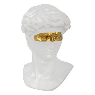 Objet Décoratif Statue Tête De David En Résine Blanche Avec Masque Doré H 24 Cm