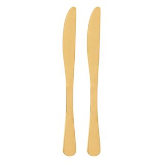 Lot De 2 Couteaux En Inox "gold" 22cm Or