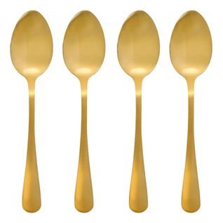 Lot De 4 Cuillères à Soupe En Inox "gold" 20cm Doré