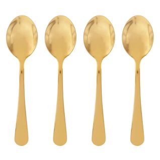 Lot De 4 Cuillères à Café En Inox "gold" 13cm Doré