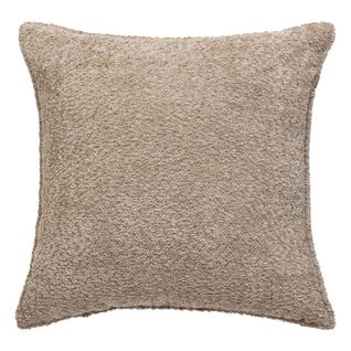 Coussin Décoratif Bouclette Beige Lin 45 X 45 Cm