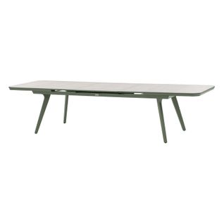 Table De Jardin Extensible En Aluminium Et Verre 12 Places Pulpy - Vert Laurier Et Gris Granite