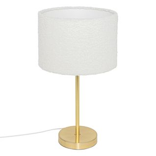 Lampe à Poser En Métal Doré Et Abat-jour En Bouclettes Blanches H 49 Cm