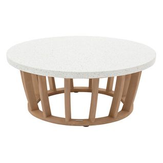 Table Basse De Jardin Ronde En Bois Et Béton Lemindo - Marron