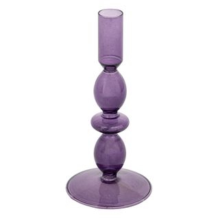 Bougeoir Chandelier En Verre Violet H 19 Cm
