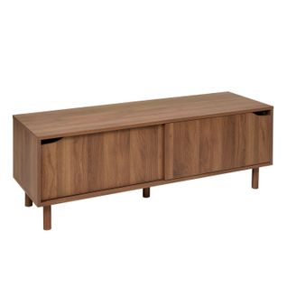 Meuble TV 2 Portes Coulissantes Effet Noyer Slidy - Marron