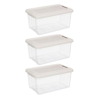 Lot De 3 Boîtes De Rangement Avec Fermeture à Clip 9l