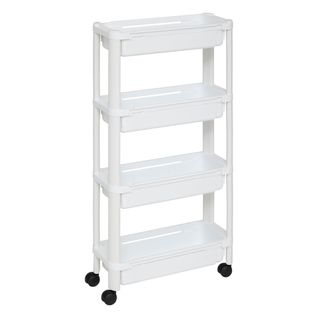 Desserte Roulante Extensible Resserre 4 Paniers Blanc H 78.5 Cm