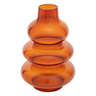 Vase Look Rétro En Verre Ambre H 22 Cm