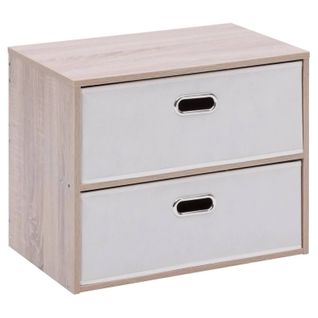 Chevet 2 Tiroirs Tissu Beige Dress Up