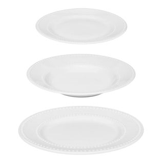 Service De Table En Porcelaine 18 Pièces "perle" 27cm Blanc
