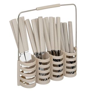Ménagère 24 Pièces Avec Rack "géo" 24cm Beige