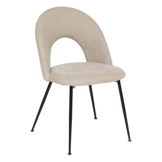 Chaise De Table Assise Beige Chiné Et Pied En Métal Noir H 81 Cm