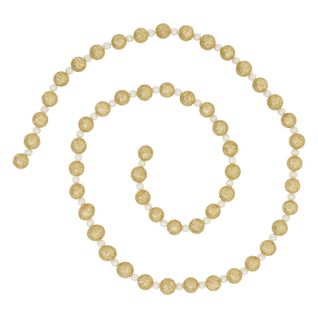 Guirlande De Noël Boules Dorées Pailletées Et Perles Nacrées  L 180 Cm