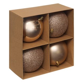 Déco De Sapin Lot De 4 Boules De Noël Gm D 10 Cm - Beige