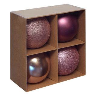 Déco De Sapin Lot De 4 Boules De Noël Gm D 10 Cm - Rose