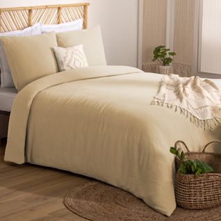 Parure De Lit 3 Pièces "flora" Gaze De Coton Lin 260x240cm