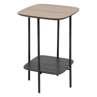 Table à Café Table D'appoint  1 Étagère Noir Et Bois H 60 Cm