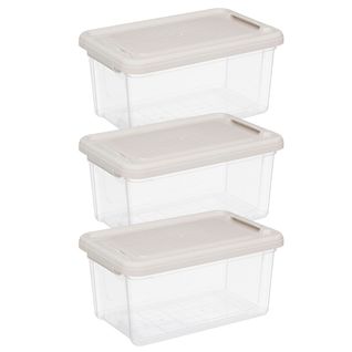 Lot De 3 Boîtes De Rangement Avec Fermeture à Clip 16l