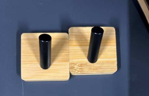 2 Patères Adhésives "stiky" En Métal Et Bamboo