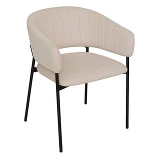 Fauteuil Repas Velours Côtelé Beige Solea