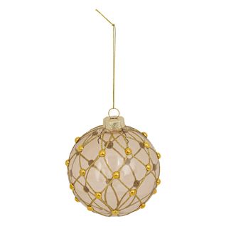 Déco Sapin Boule De Noël En Verre D 10 Cm Bronze Déco Perles Dorées