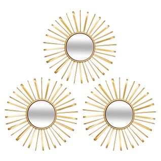 Lot De 3 Miroirs Ronds D24 Warren Métal Doré Atmosphera