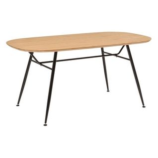 Table à Manger En Bois Et Métal 6 Personnes Roxas - Beige Et Noir
