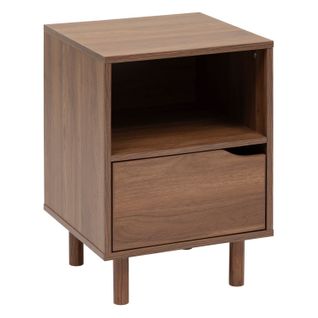 Chevet 1 Tiroir Et 1 Niche Effet Noyer Slidy - Marron