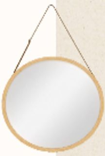 Miroir Mural Rond Avec Lanière En Cuir D50cm