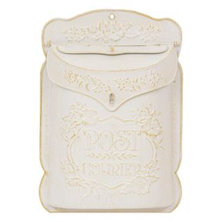 Boite Aux Lettres Décorative En Fer Blanc Patine Mordorée Et Motifs Floraux H 40.5 Cm