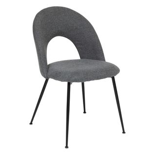 Chaise De Table Assise Gris Chiné Et Pied En Métal Noir H 81 Cm