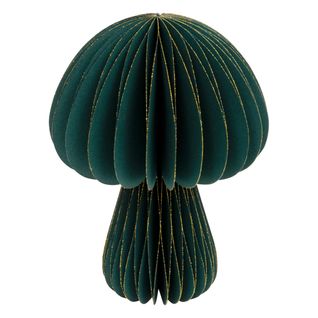 Déco De Noël Champignon En  Papier Plié Vert Avec Liseré Doré H 25 Cm