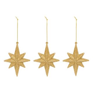Déco De Sapin Lot De 3 Étoiles Polaires Dorés Pailletés