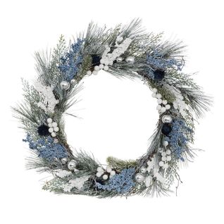 Couronne De Noël D 50 Cm Bleu Et Blanc