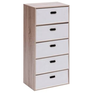 Commode 5 Tiroirs Tissu Beige Dress Up