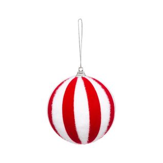 Sujet De Noël Boule "la Piste" 8cm Rouge et Blanc