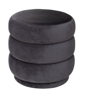 Pouf En Velours Gris D 40 X H 40 Cm