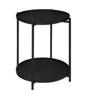 Table à Café 2 Plateaux Coloris Noir H 52 Cm