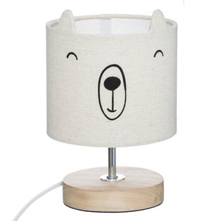 Lampe Enfant "ourson" - Coton et Bois H21 Cm