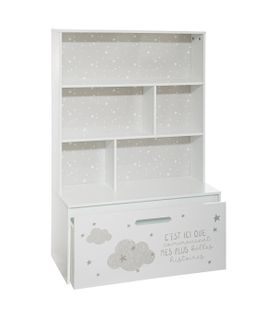 Meuble Etagère De Rangement Enfant Avec Coffre À Roulettes H 113.5 Cm