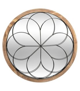 Miroir Mural Rosace En Métal Et Bois D 64 Cm