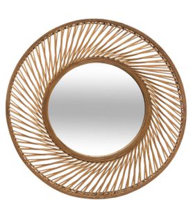 Grand Miroir Mural Spirale En Bambou Naturel D 72 Cm