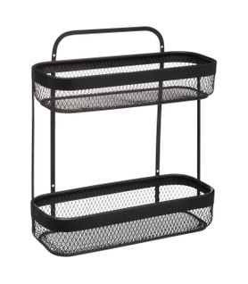 Organiseur Étagère 2 Niveaux En Métal Noir H 35 Cm