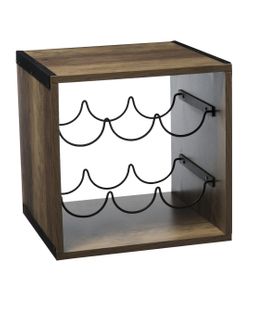 Range Bouteilles En Métal Noir Industriel Capacité 6 Bouteilles 31 X 31 X H 31 Cm