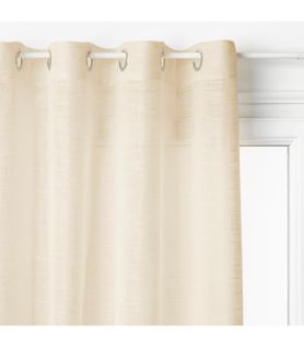 Voilage à Oeillets Beige Lin Aspect Satiné 140 X 240 Cm