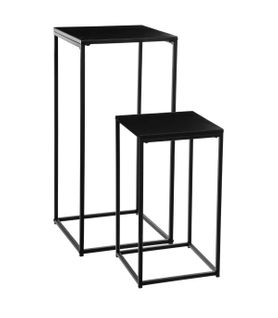 Lot De 2 Sellettes Tables D'appoint En Métal Noir