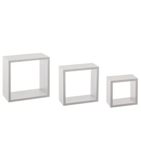 Lot De 3 Étagères Murales Flottantes Cubes Coloris Blanc Fixations Invisibles